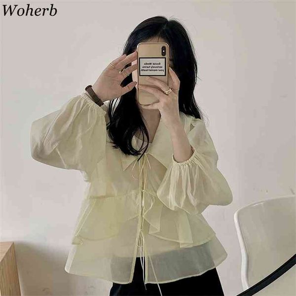 sweet ruffles solid summer blouse women thin see through loose femme chic ol streetwear shirts 210519, White
sweet ruffles solid summer blouse women thin see through loose femme chic ol streetwear shirts 210519, White