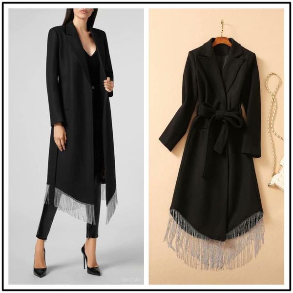 women's wool & blends commuting style in autumn and winter 2021 black woollen fabric bead chain tassel long slim suit collar coat
women's wool & blends commuting style in autumn and winter 2021 black woollen fabric bead chain tassel long slim suit collar coat