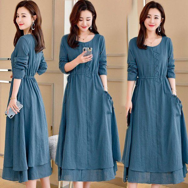 casual dresses 2021 spring women plus size 5xl long sleeve pockets baggy midi dress solid color o-neck oversized loose vestidos a36, Black;gray
casual dresses 2021 spring women plus size 5xl long sleeve pockets baggy midi dress solid color o-neck oversized loose vestidos a36, Black;gray