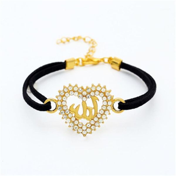 charm bracelets trendy hip hop style black rope bracelet arab muslim islam crystal heart for man woman religious jewelry1, Golden;silver
charm bracelets trendy hip hop style black rope bracelet arab muslim islam crystal heart for man woman religious jewelry1, Golden;silver