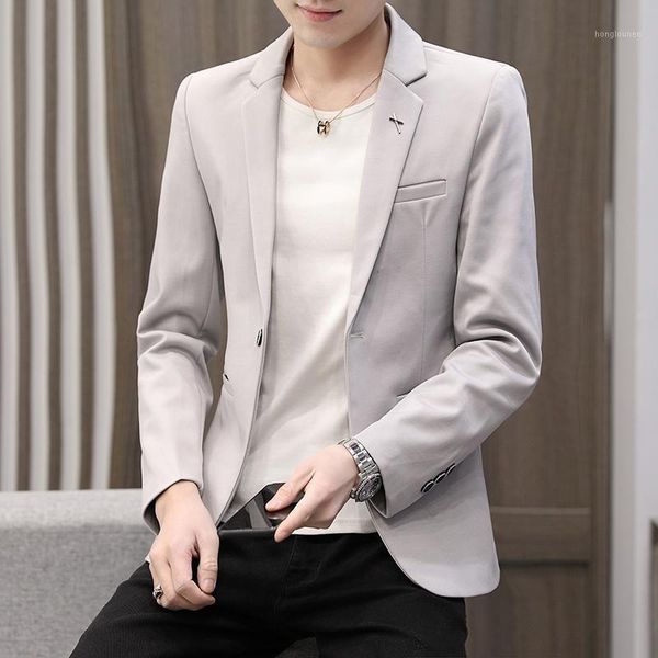 men's suits & blazers fashion casual slim fit men england blazer coat korean style one button suit blaser masculino business solid male, White;black