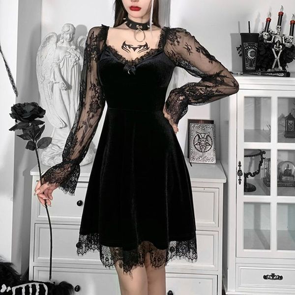 casual dresses gothic women princess black mini dress v-neck high waist lace patchwork long sleeve party, Black;gray
casual dresses gothic women princess black mini dress v-neck high waist lace patchwork long sleeve party, Black;gray
