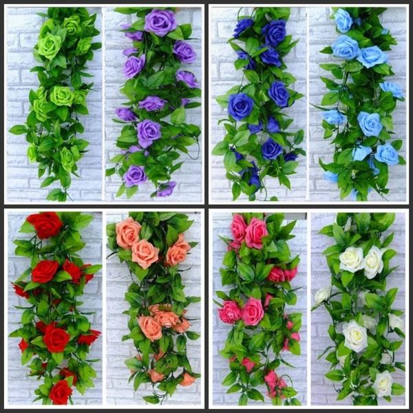 long artificial rose silk flower vine green leaf garland for home wall party decorations 8 color decorative flowers & wreaths
long artificial rose silk flower vine green leaf garland for home wall party decorations 8 color decorative flowers & wreaths