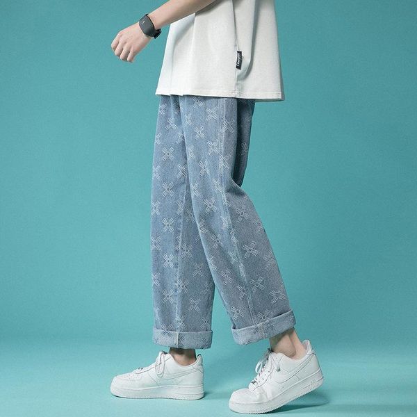 men's jeans kiovno men hip hop floral pants baggy loose casual printed denim trousers for male ankle elastic, Blue
men's jeans kiovno men hip hop floral pants baggy loose casual printed denim trousers for male ankle elastic, Blue