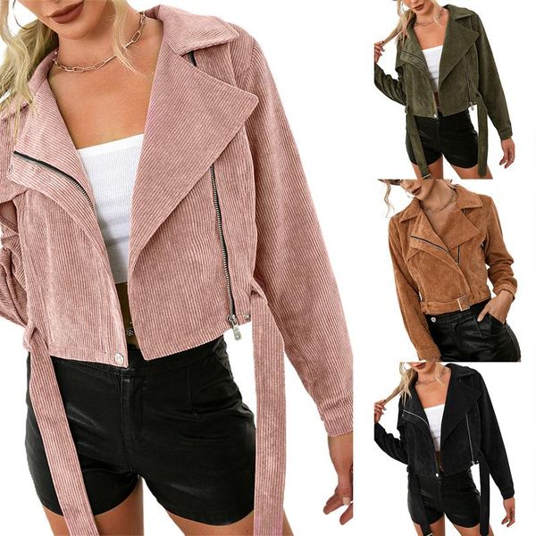 women's jackets kayotuas women jacket corduroy spring autumn front zipper with belt office ladies business slim casual outwear coat, Black;brown
women's jackets kayotuas women jacket corduroy spring autumn front zipper with belt office ladies business slim casual outwear coat, Black;brown