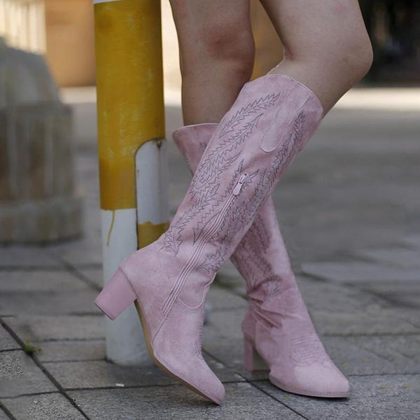 boots 2021 over the knee women autumn pointed thick heel printed embroidered riding women's shoes, Black
boots 2021 over the knee women autumn pointed thick heel printed embroidered riding women's shoes, Black