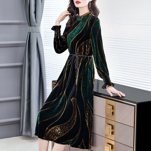 vintage print velvet dress women plus size -5xl elegant long sleeve party dress spring autumn loose lace-up dress, Black;gray
vintage print velvet dress women plus size -5xl elegant long sleeve party dress spring autumn loose lace-up dress, Black;gray