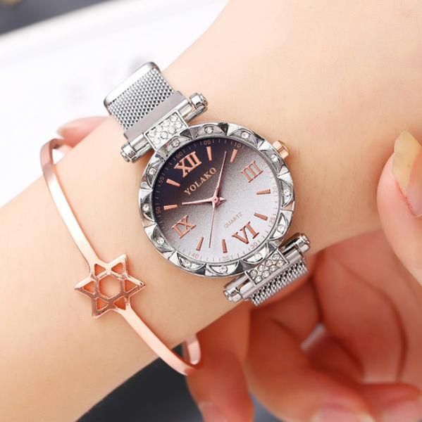 wristwatches women magnet buckle gradient roma luxury stainless steel quartz analog watches gift clock relogio feminino, Slivery;brown
wristwatches women magnet buckle gradient roma luxury stainless steel quartz analog watches gift clock relogio feminino, Slivery;brown