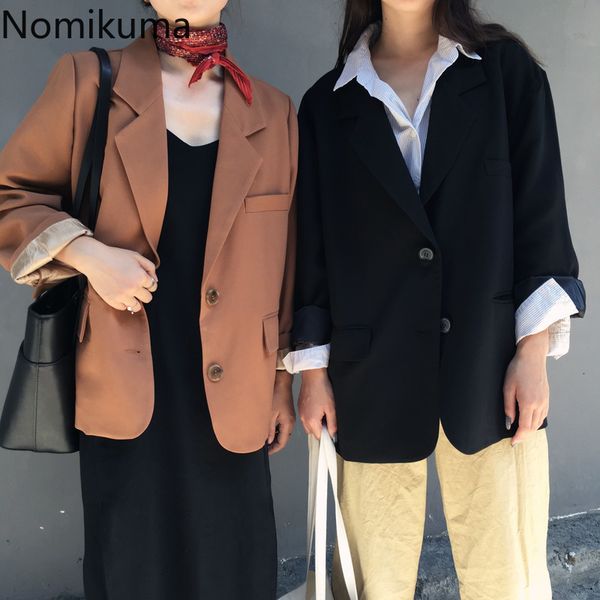 nomikuma arrival long sleeve single breasted blazer women solid color casual vintage fashion jackets korean 3a675 210514, White;black
nomikuma arrival long sleeve single breasted blazer women solid color casual vintage fashion jackets korean 3a675 210514, White;black