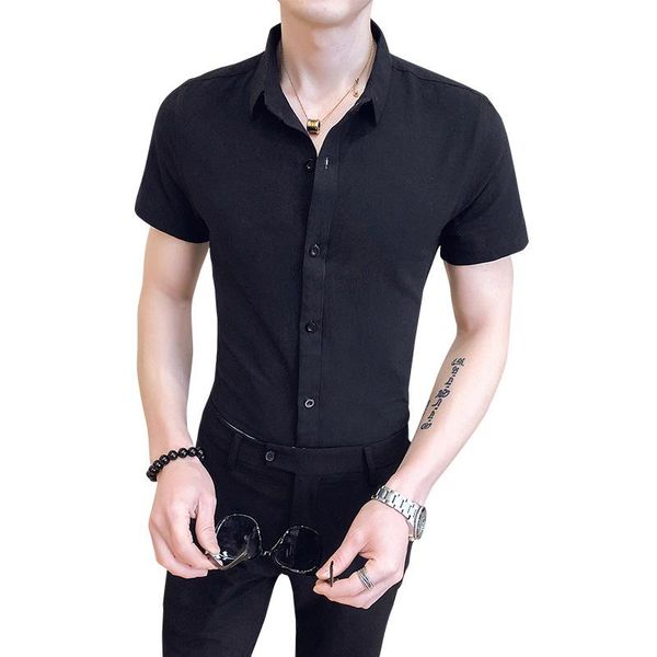 men solid color simple summer short sleeve shirts single breasted turn down collar korean style comfortable blouses men's casual, White;black
men solid color simple summer short sleeve shirts single breasted turn down collar korean style comfortable blouses men's casual, White;black