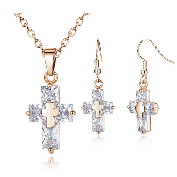 earrings & necklace ty263 women fashion zircon cross set personality two with color christmas gift, Silver
earrings & necklace ty263 women fashion zircon cross set personality two with color christmas gift, Silver
