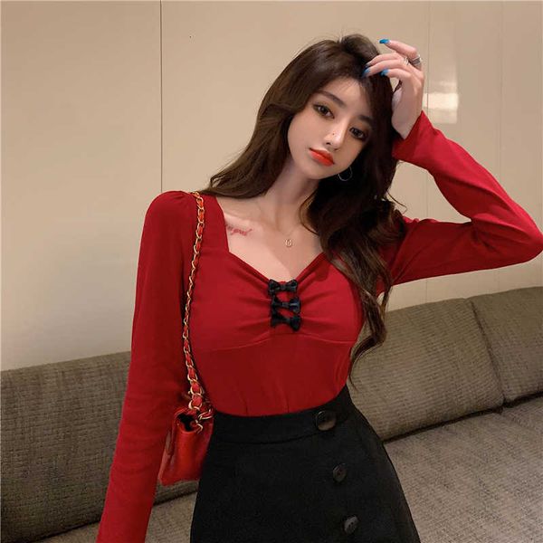 women's t-shirt bow square collar spring t-shirts women slim fit red vintage casual cotton long sleeve harajuku z075 2rq, White
women's t-shirt bow square collar spring t-shirts women slim fit red vintage casual cotton long sleeve harajuku z075 2rq, White