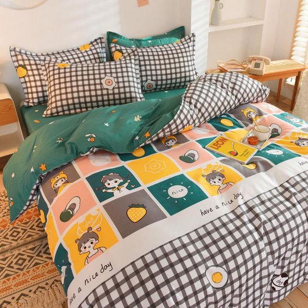 bedding sets fashion set flat sheet duvet cover pillowcase grid cartoon full twin single size for adlut kids home textile
bedding sets fashion set flat sheet duvet cover pillowcase grid cartoon full twin single size for adlut kids home textile