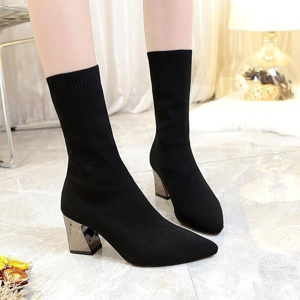 boots metal blade heels socks women stretch fabric elastic stilettos heel pointed toe ankle shoes woman winter warm boats, Black
boots metal blade heels socks women stretch fabric elastic stilettos heel pointed toe ankle shoes woman winter warm boats, Black