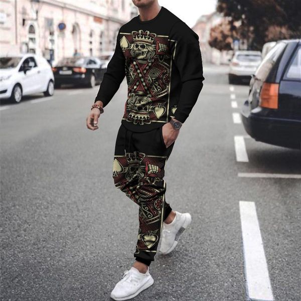 men's tracksuits summer leisure sports suit 2021 3d playing card printing long-sleeved t-shirt youth korean two-piece sportswear, Gray
men's tracksuits summer leisure sports suit 2021 3d playing card printing long-sleeved t-shirt youth korean two-piece sportswear, Gray
