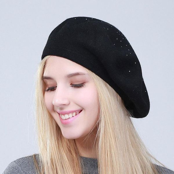 berets rhinestone keep warm autumn winter women solid color fashion korean version vintage wool hat painter, Blue;gray
berets rhinestone keep warm autumn winter women solid color fashion korean version vintage wool hat painter, Blue;gray