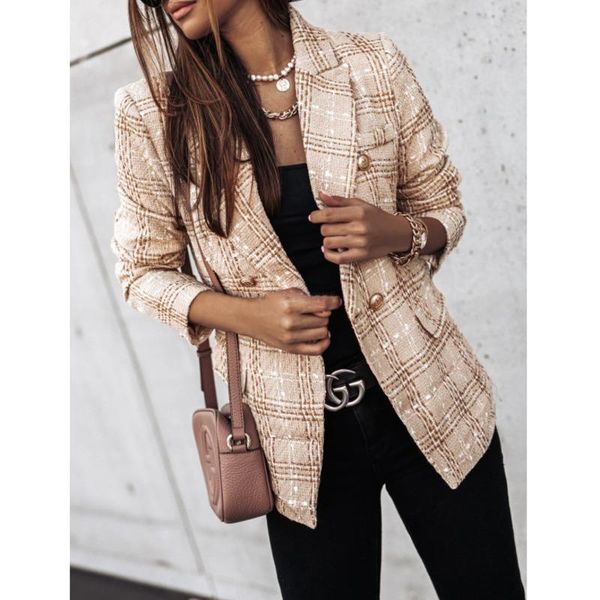 women's jackets 2021 winter elegant ladies double breasted slim office jacket female fashion outdoor casual plaid coat women loose kore, Black;brown
women's jackets 2021 winter elegant ladies double breasted slim office jacket female fashion outdoor casual plaid coat women loose kore, Black;brown