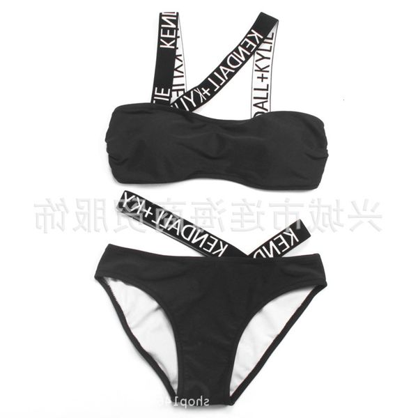 ms swimsuit 2020 nylon letter shoulder strap bikini women's swimsuit, White;black
ms swimsuit 2020 nylon letter shoulder strap bikini women's swimsuit, White;black