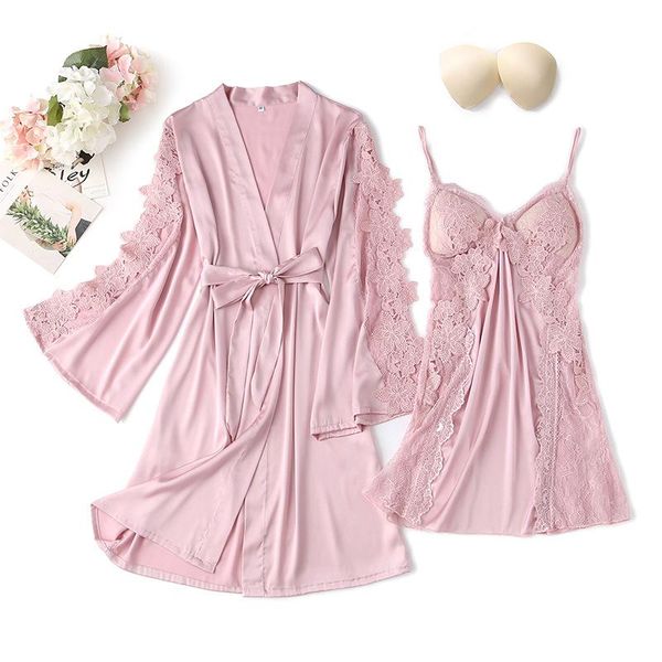 women's sleepwear 2pieces women robe gown sets lace floral decoration mini nightdress + long sleeve bathrobe pyjamas home clothing, Black;red
women's sleepwear 2pieces women robe gown sets lace floral decoration mini nightdress + long sleeve bathrobe pyjamas home clothing, Black;red