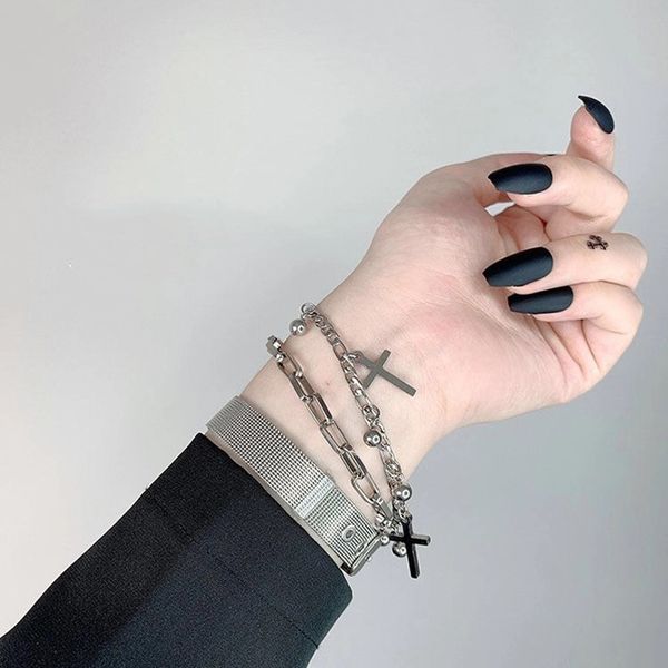 design jewelry ins style cross small crowd hand decoration net red punk double layer bracelet bungee bracelet for men and women, Black
design jewelry ins style cross small crowd hand decoration net red punk double layer bracelet bungee bracelet for men and women, Black
