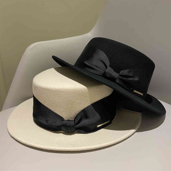 factory wholesale 50% off 2021 high-grade wool hat autumn and winter women's bow hepburn black flat felt, Blue;gray 
factory wholesale 50% off 2021 high-grade wool hat autumn and winter women's bow hepburn black flat felt, Blue;gray