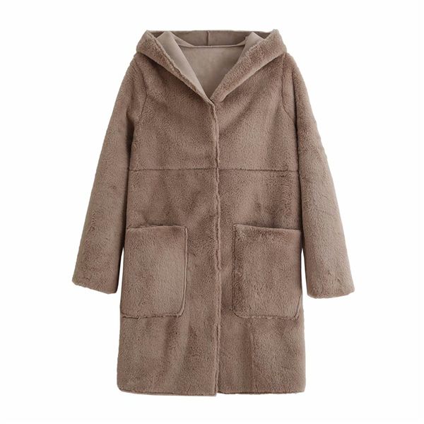 streetwear women solid faux fur coats fashion ladies button loose outercoat causal female chic pocket hooded coat 210427, Black
streetwear women solid faux fur coats fashion ladies button loose outercoat causal female chic pocket hooded coat 210427, Black