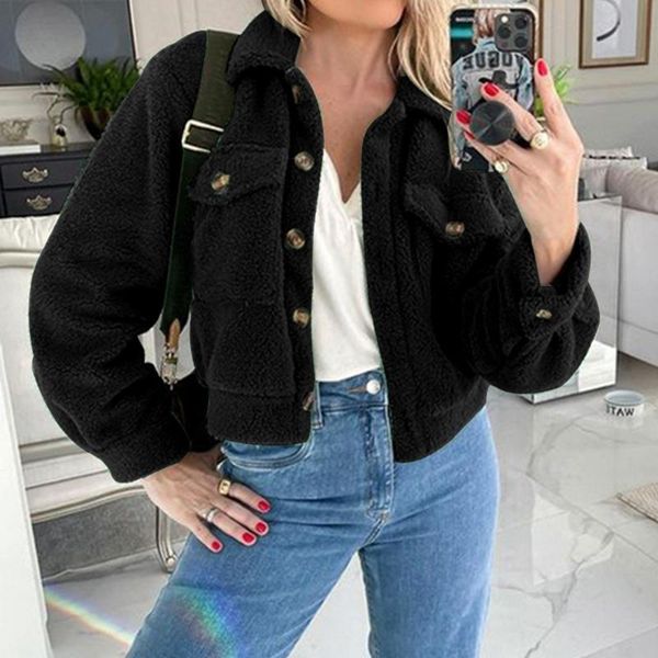 women's jackets weirdo 2021 autumn winter fashion solid color fluffy long-sleeved lapel short jacket ladies worm streetwear coat, Black;brown
women's jackets weirdo 2021 autumn winter fashion solid color fluffy long-sleeved lapel short jacket ladies worm streetwear coat, Black;brown