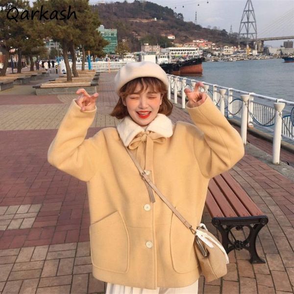 women's wool & blends women sweet preppy single breasted bow simple lovely teens plus size s-3xl outwear leisure ulzzang fashion warm, Black
women's wool & blends women sweet preppy single breasted bow simple lovely teens plus size s-3xl outwear leisure ulzzang fashion warm, Black