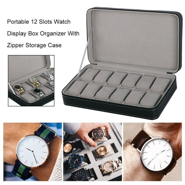 watch boxes & cases 6/10/12 slots black box portable travel zipper case watches collector storage organizer holder d30, Black;blue
watch boxes & cases 6/10/12 slots black box portable travel zipper case watches collector storage organizer holder d30, Black;blue