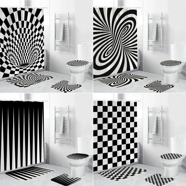 shower curtains black and white geometric three-dimensional fabric curtain set non-slip carpet toilet cover bath mat
shower curtains black and white geometric three-dimensional fabric curtain set non-slip carpet toilet cover bath mat