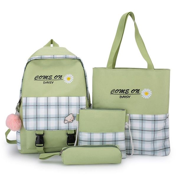 women college style canvas backpack 4-piece set girl cute lattice messenger bag boy daisy handbag travel pack school bags
women college style canvas backpack 4-piece set girl cute lattice messenger bag boy daisy handbag travel pack school bags