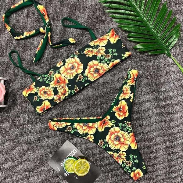 women's swimwear women green printed yellow chrysanthemum bikini set push-up padded swimsuit bathing beachwear, White;black
women's swimwear women green printed yellow chrysanthemum bikini set push-up padded swimsuit bathing beachwear, White;black