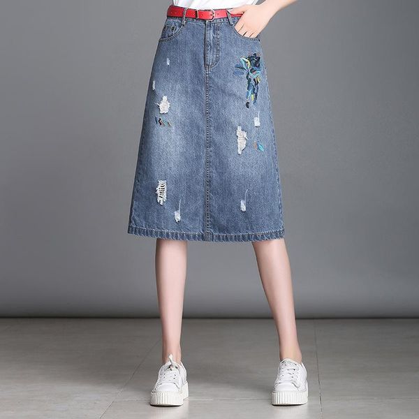 skirts 2021 spring embroidered hole denim skirt high waist slim all-match elastic casual women a-line mid tide, Black
skirts 2021 spring embroidered hole denim skirt high waist slim all-match elastic casual women a-line mid tide, Black