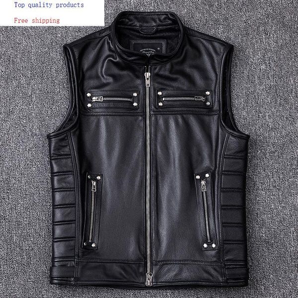 men's leather & faux 2021 genuine jacket men real cowhide coat vest mens vests vintage sleeveless jackets kj2706, Black
men's leather & faux 2021 genuine jacket men real cowhide coat vest mens vests vintage sleeveless jackets kj2706, Black