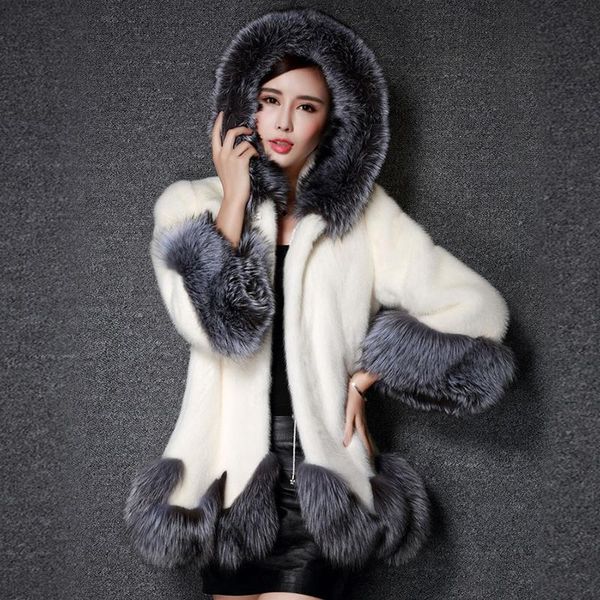 women's fur & faux coat women white gray with hat jacket mink luxury long imitation plus size 8xl, Black
women's fur & faux coat women white gray with hat jacket mink luxury long imitation plus size 8xl, Black