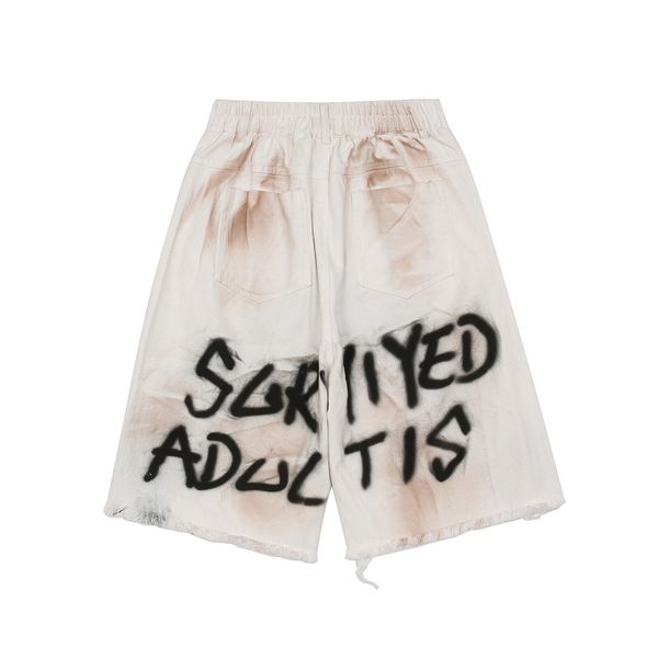 fashionable shorts brand letter graffiti make old tie dyed denim men's beggars street trend loose capris, White;black
fashionable shorts brand letter graffiti make old tie dyed denim men's beggars street trend loose capris, White;black