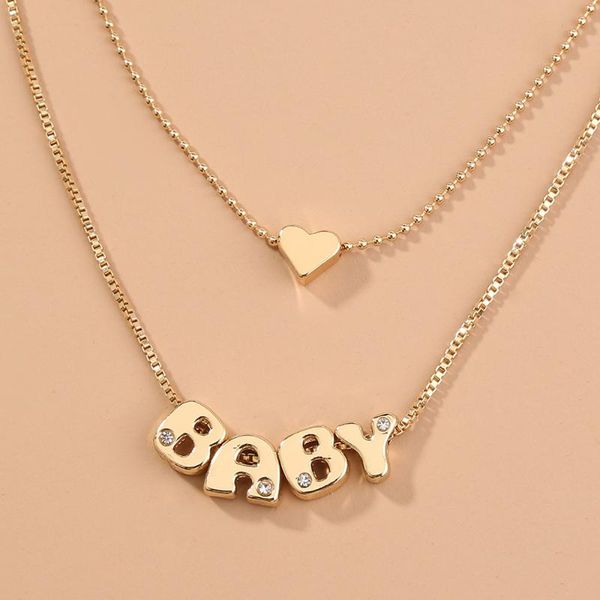 chains fashion two layers heart necklace gold color letter for women mom lovers couple jewelry gift, Silver
chains fashion two layers heart necklace gold color letter for women mom lovers couple jewelry gift, Silver