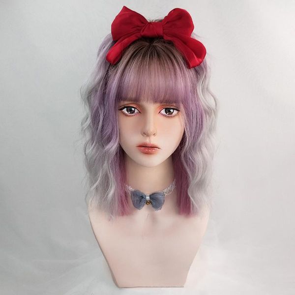 synthetic wigs lanlan short bobo wavy with bangs omber brown gradient purple gray cosplay party lolita cute for women, Black
synthetic wigs lanlan short bobo wavy with bangs omber brown gradient purple gray cosplay party lolita cute for women, Black