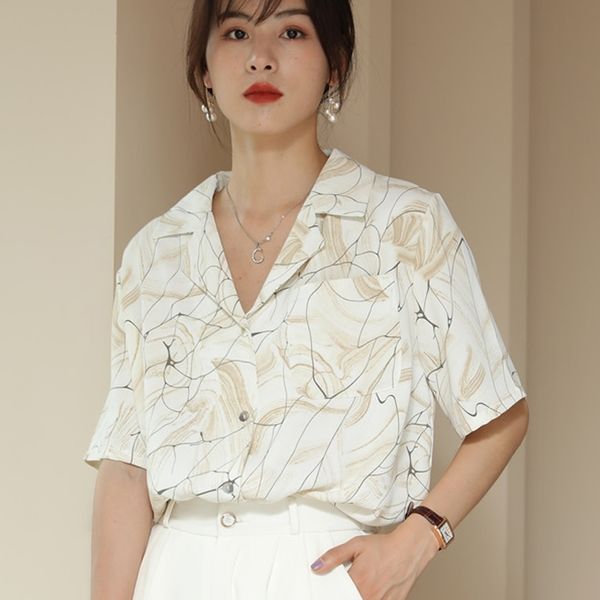 women blouse v-neck chiffon shirt printed short-sleeved summer vintage blusas feminina korean-style loose 08h 210420, White
women blouse v-neck chiffon shirt printed short-sleeved summer vintage blusas feminina korean-style loose 08h 210420, White