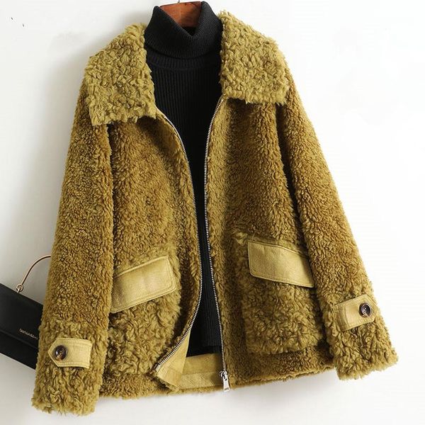 women's fur & faux 2021 autumn winter wool coat women clothes korean fashion long sleeve short jacket loose outerwear ladies coats g132, Black
women's fur & faux 2021 autumn winter wool coat women clothes korean fashion long sleeve short jacket loose outerwear ladies coats g132, Black