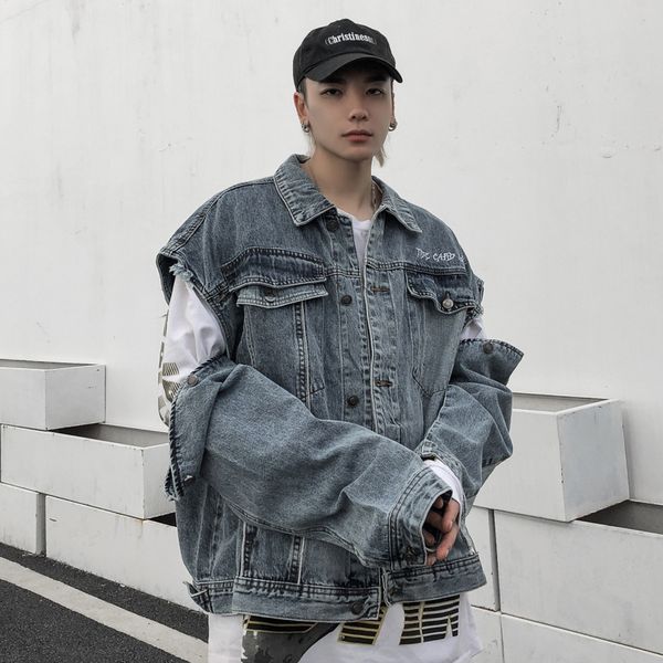 men's jackets removable sleeves denim men streetwear hip hop vintage casual loose jean coat vest women autumn outerwear man snsj, Black;brown
men's jackets removable sleeves denim men streetwear hip hop vintage casual loose jean coat vest women autumn outerwear man snsj, Black;brown