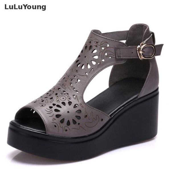 summer high heel wedges sandals platform genuine leather hollow out open toe shoes women sy-2820, Black
summer high heel wedges sandals platform genuine leather hollow out open toe shoes women sy-2820, Black
