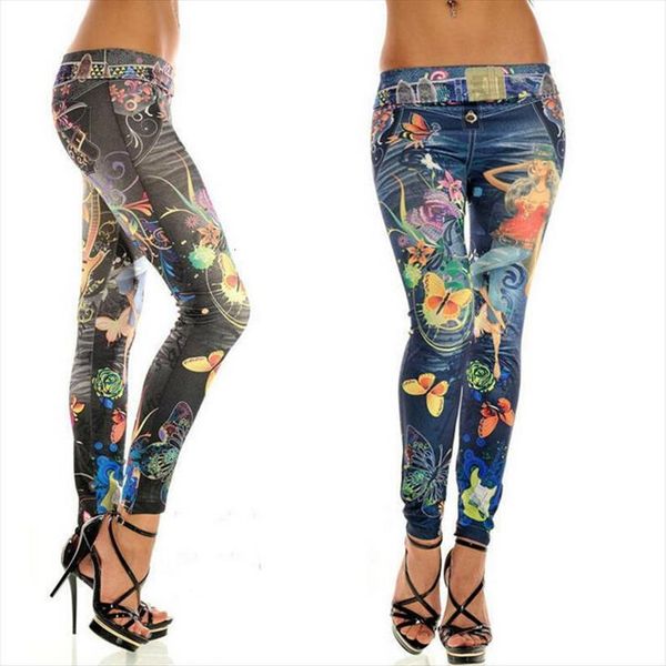 elastic ankle length slim punk women jeans style faux denim pencil pants leggings butterfly flower printed imitation, Blue
elastic ankle length slim punk women jeans style faux denim pencil pants leggings butterfly flower printed imitation, Blue