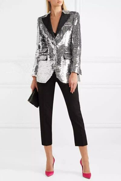 women's suits & blazers autumn winter party club bling sliver sequins blazer coats women 2021 runway designer single breasted ladies cl, White;black
women's suits & blazers autumn winter party club bling sliver sequins blazer coats women 2021 runway designer single breasted ladies cl, White;black