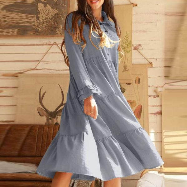 casual dresses stylish ruffle shirt dress women's autumn sundress 2021 zanzea long sleeve button down vestidos oversized solid robe 5xl, Black;gray
casual dresses stylish ruffle shirt dress women's autumn sundress 2021 zanzea long sleeve button down vestidos oversized solid robe 5xl, Black;gray