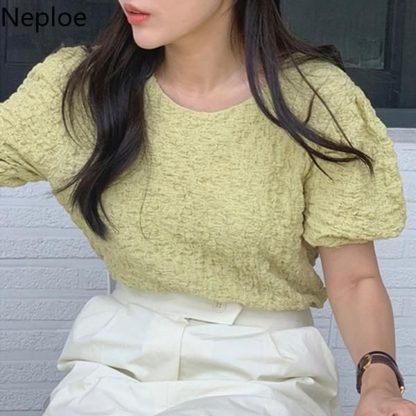 women's blouses & shirts neploe women blouse 2021 summer korean temperament o neck loose white all match chic folds foam cotton puff sl
women's blouses & shirts neploe women blouse 2021 summer korean temperament o neck loose white all match chic folds foam cotton puff sl