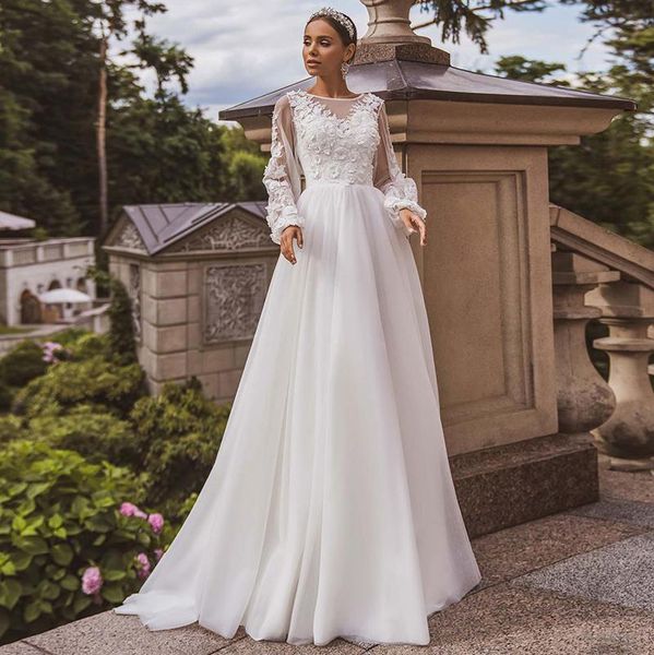 other wedding dresses boho a line dress sheer puff long sleeves scoop neck 3d flowers garden bridal gowns elegant 2021 robe de mariee, White
other wedding dresses boho a line dress sheer puff long sleeves scoop neck 3d flowers garden bridal gowns elegant 2021 robe de mariee, White