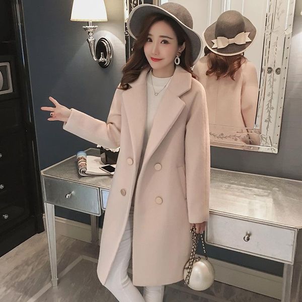 women's wool & blends 2021 luxury elegant winter overcoat long woolen coat cardigan england style female loose solid jacket, Black
women's wool & blends 2021 luxury elegant winter overcoat long woolen coat cardigan england style female loose solid jacket, Black
