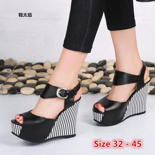 sandals wedges high heel shoes platform women heels thick bottom wedge open toe women's small big size 32 - 45, Black
sandals wedges high heel shoes platform women heels thick bottom wedge open toe women's small big size 32 - 45, Black