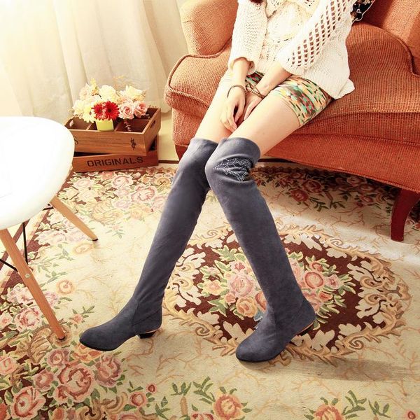 boots 2021 winter fashion elastic fabric women's over-the-knee with round head shoes 34-43., Black
boots 2021 winter fashion elastic fabric women's over-the-knee with round head shoes 34-43., Black